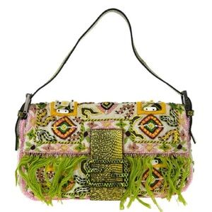 Fendi rare Lizard Embellished Baguette
